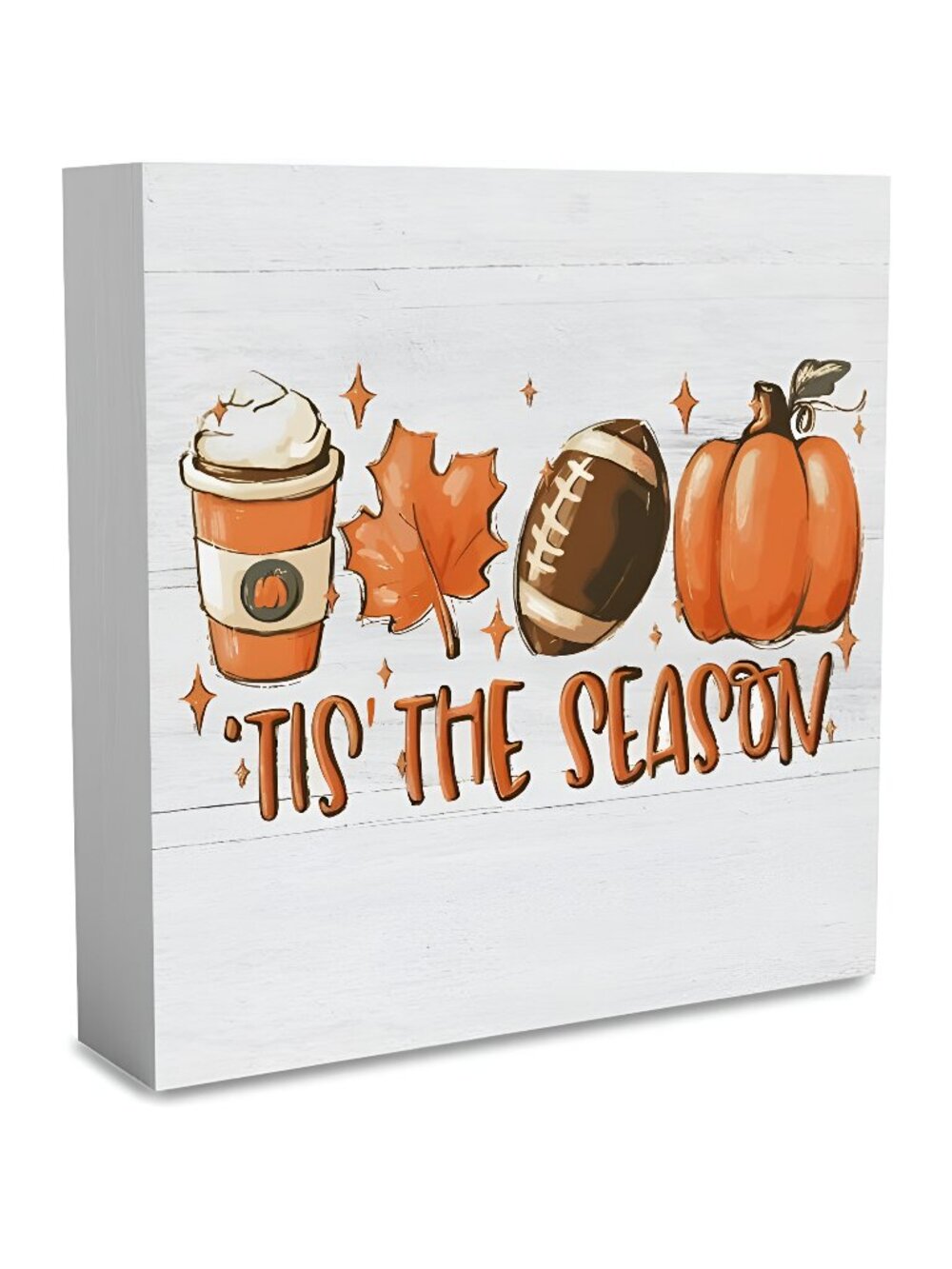 Rustic Tis' the Season Pumpkin Wood Box Sign, Farmhouse Retro Fall Artwork